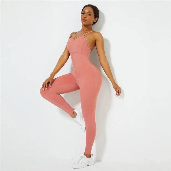 Cross-Back Scrunch-Butt Activewear Jumpsuit Winteres