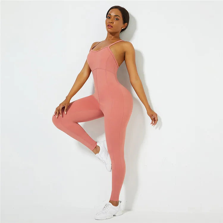 Cross-Back Scrunch-Butt Activewear Jumpsuit Winteres