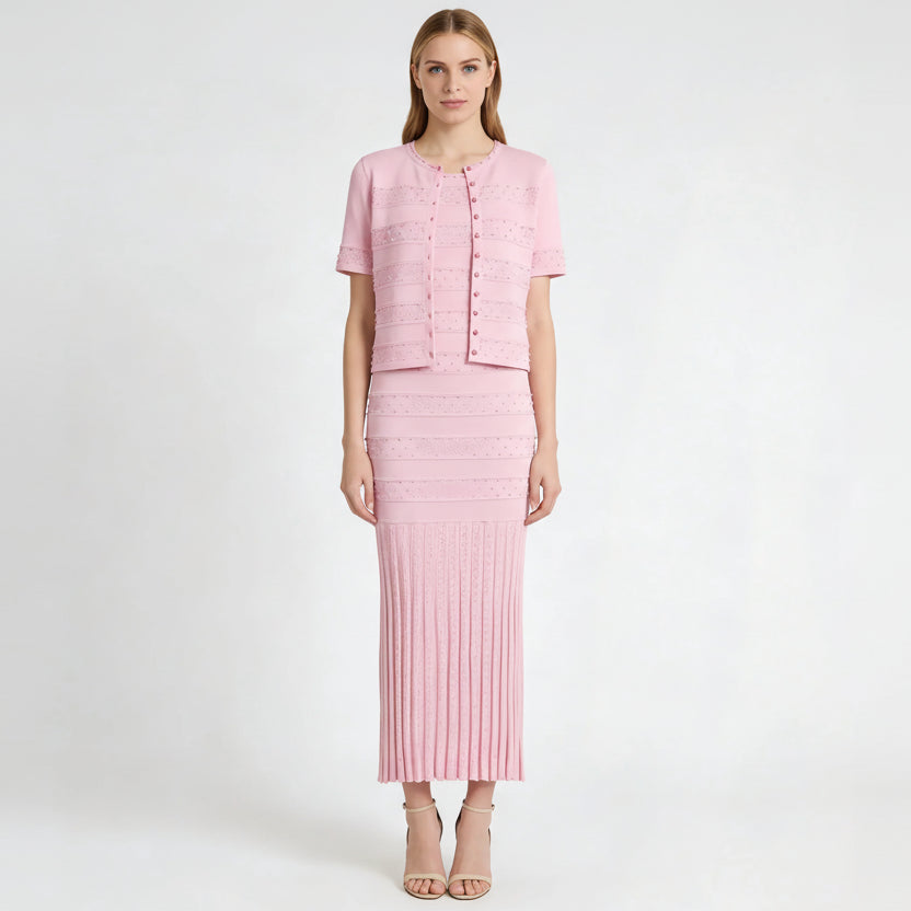 Beaded Crewneck & Sleeveless Dress Set Winteres