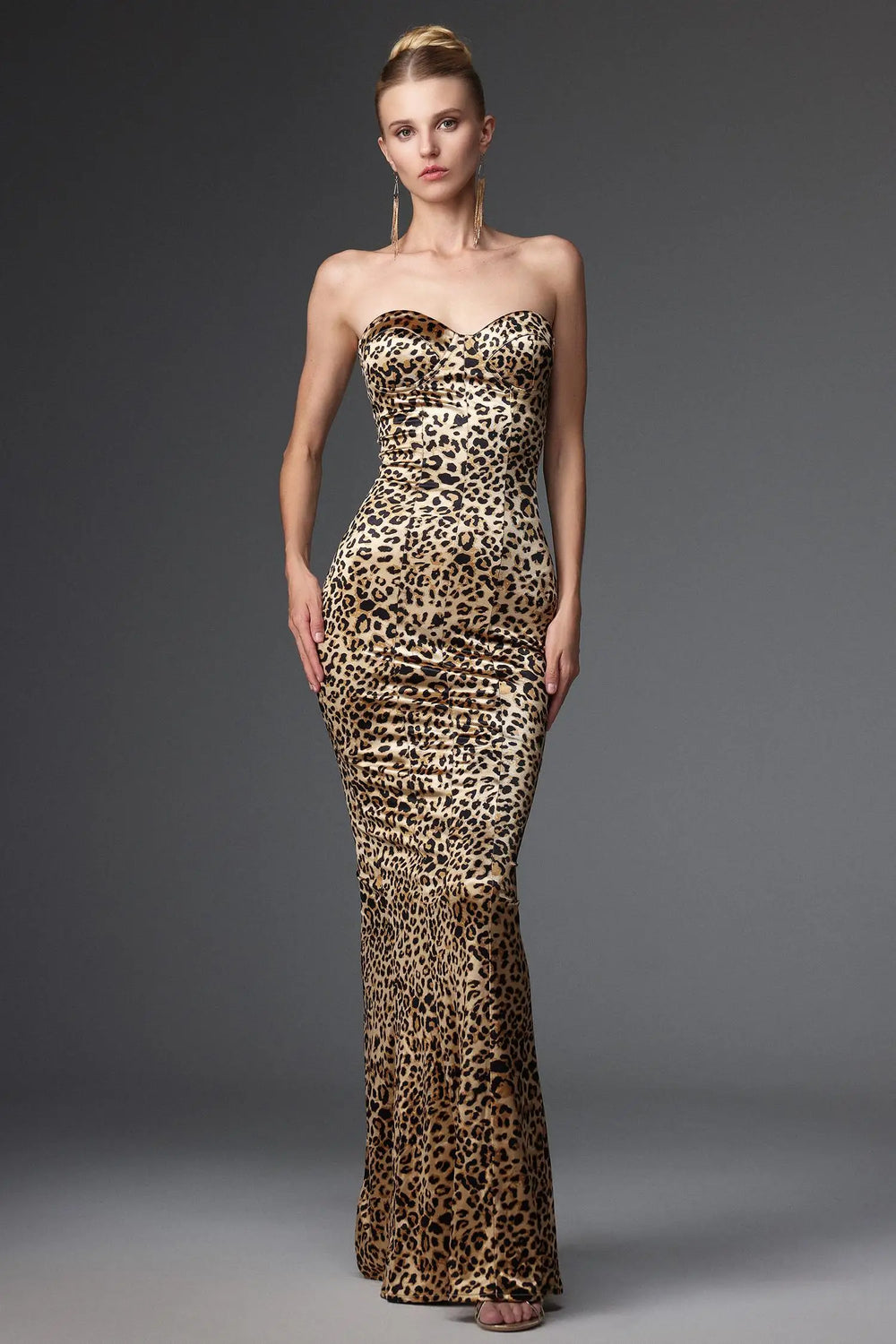 Women Chic IRayen Sexy Slimming Strapless Leopard Maxi Dress Ladies Bodycon Occassion Birthday Cocktail Prom Party Dresses Winteres
