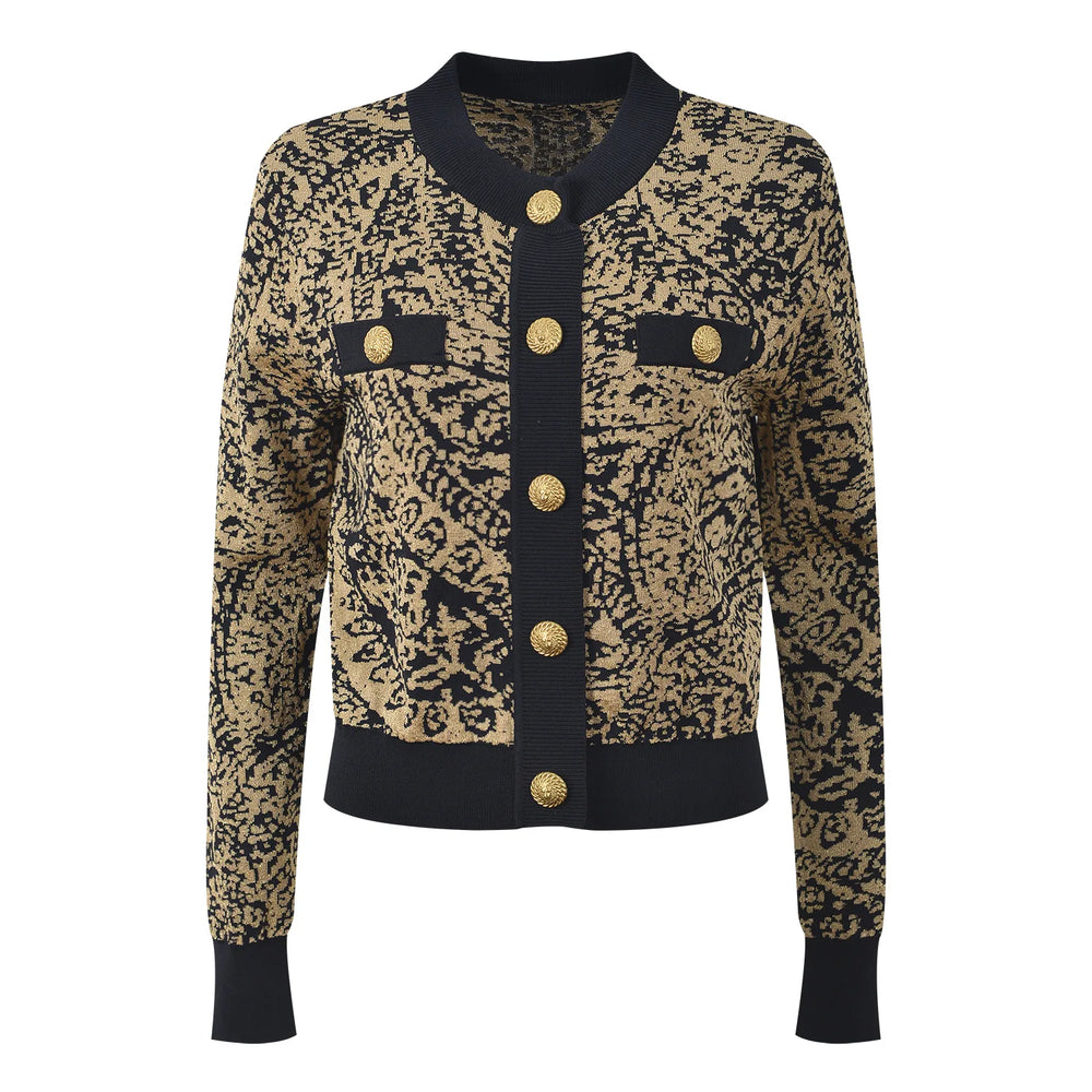 Jacquard O-neck Knit Cardigan Winteres