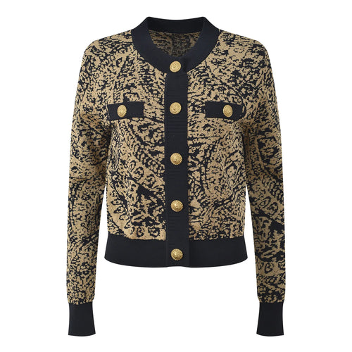 Jacquard O-neck Knit Cardigan Winteres