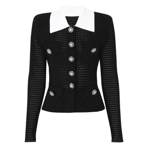 Jewel-Button Knit Cardigan Winteres