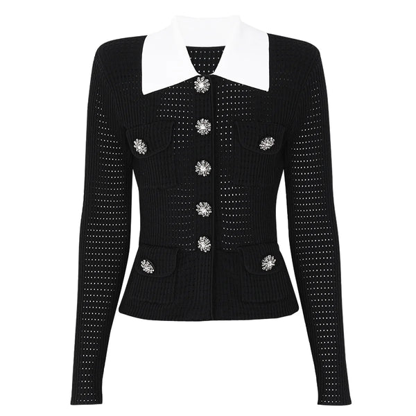 Jewel-Button Knit Cardigan Winteres