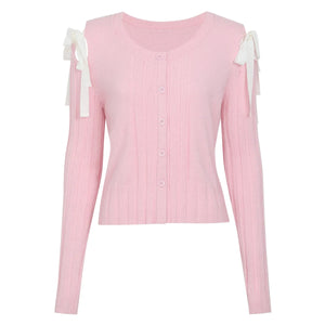 Lace-up Knitted Long Sleeve Cardigan Winteres