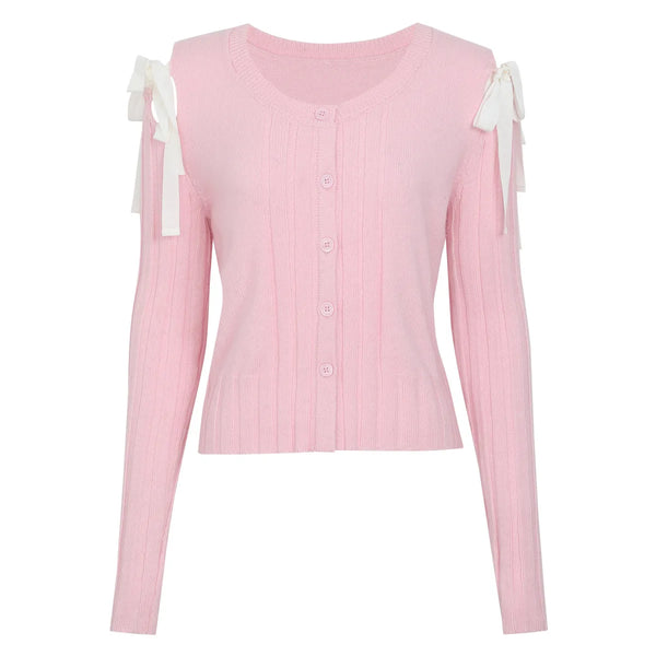 Lace-up Knitted Long Sleeve Cardigan Winteres