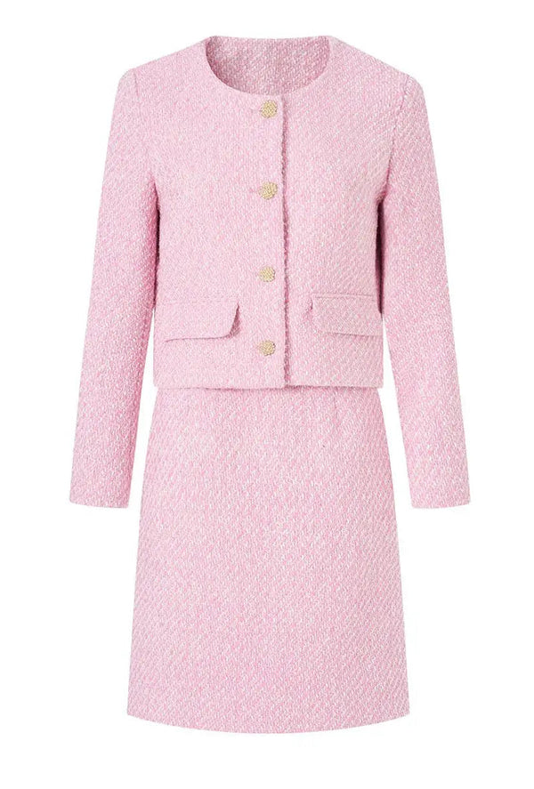 French Tweed Coat & Mini Skirt Set Winteres
