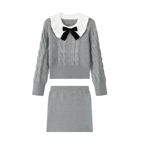 Peter-Pan Knit Pullover & Skirt Set Winteres
