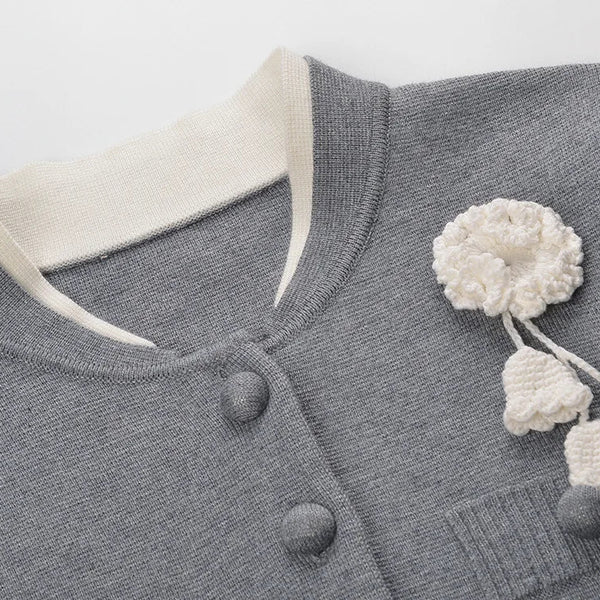 Floral Long Sleeve O-Neck Knit Cardigan Winteres