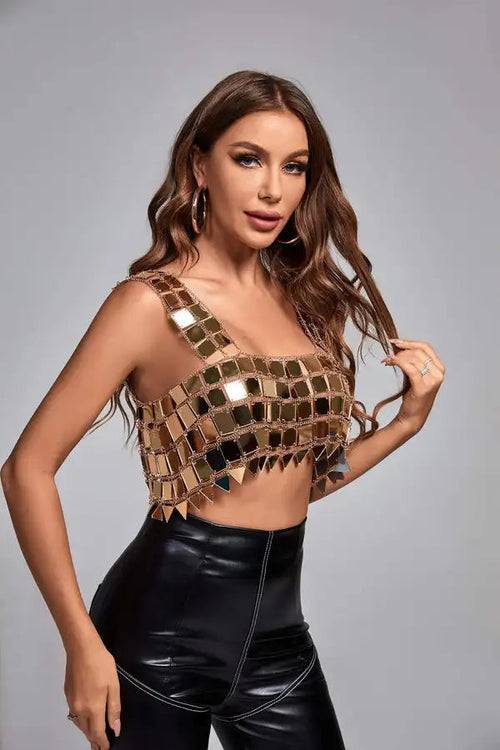 Gold Sequin Crop Top Winteres