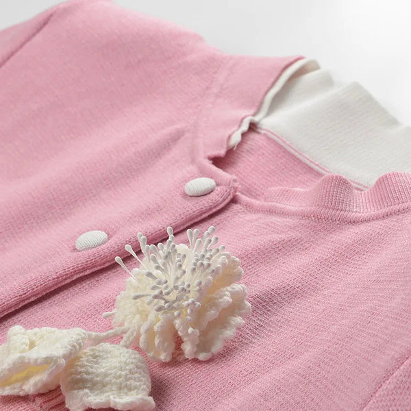 Floral O-neck Knit Cardigan Winteres