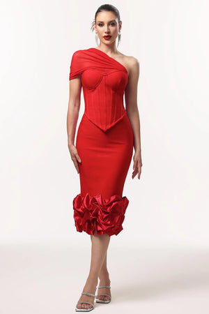 Women Chic IDorie Sexy Contour One Shoulder Corset Bandage Two Pie Ladies Bodycon Occassion Birthday Cocktail Prom Party Dresses Winteres