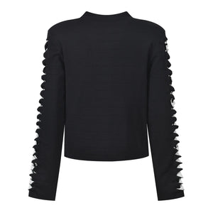 Colorblock Hollow Knit Cardigan Winteres