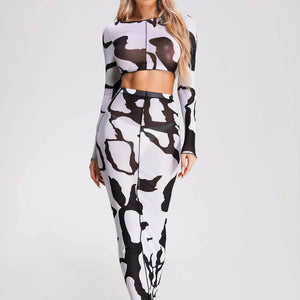 Black & White Top & Skirt Set Winteres