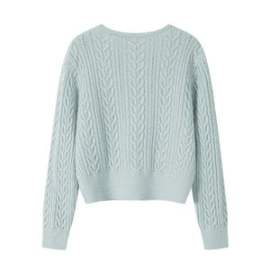 Cable Double-Breasted Crew-Neck Cardigan Winteres