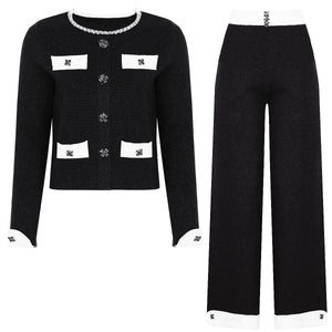 Knitted Cardigan Pants Set Winteres