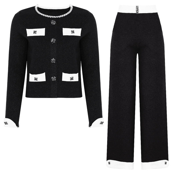 Knitted Cardigan Pants Set Winteres