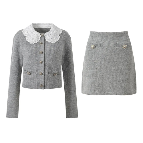 Cardigan Set White Collar Winteres