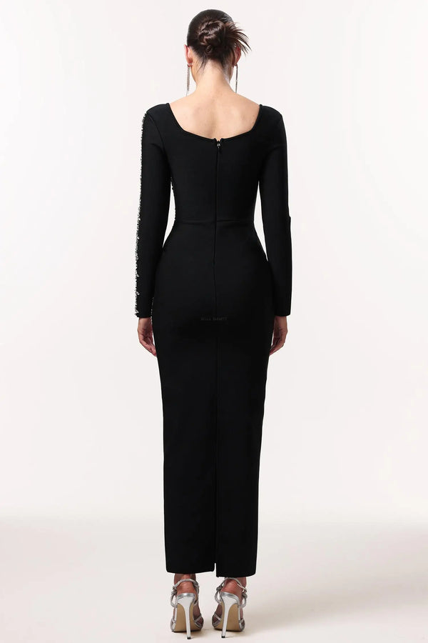 Women Chic IJoie Elegant Contour Long Sleeve Rhinestone Bandage Ma Ladies Bodycon Occassion Birthday Cocktail Prom Party Dresses Winteres