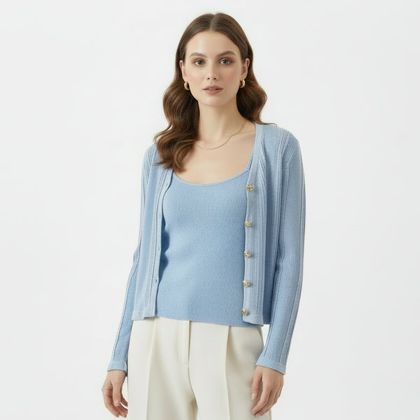French Knit Cardigan with Vest Winteres