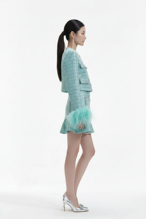 Feather Sleeve Sequin Set Winteres