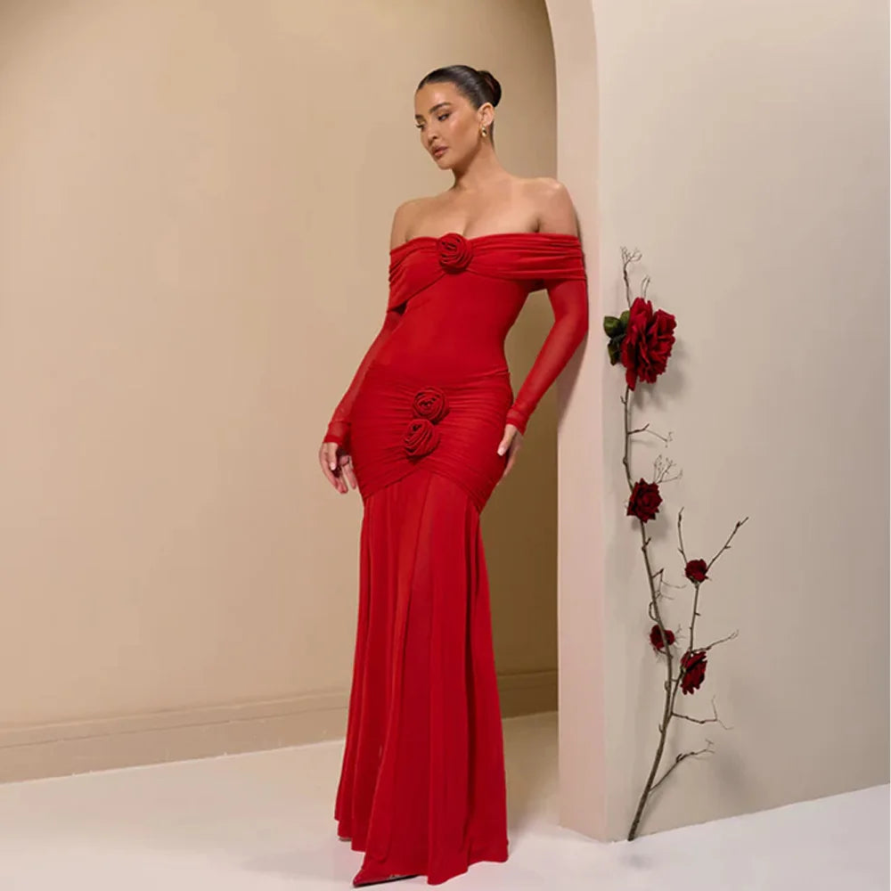 Betty Floral Pleated Long Dress Winteres