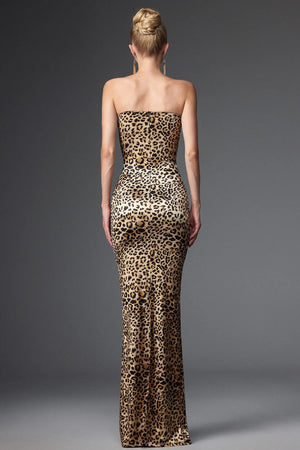 Women Chic IRayen Sexy Slimming Strapless Leopard Maxi Dress Ladies Bodycon Occassion Birthday Cocktail Prom Party Dresses Winteres
