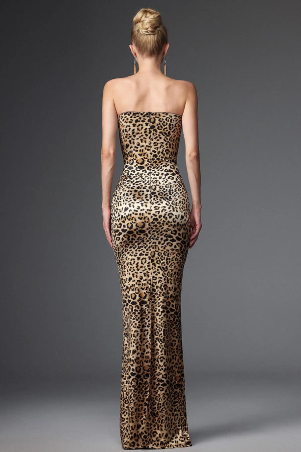 Women Chic IRayen Sexy Slimming Strapless Leopard Maxi Dress Ladies Bodycon Occassion Birthday Cocktail Prom Party Dresses Winteres