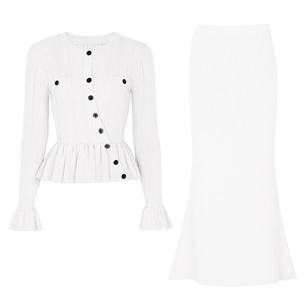 Sleek Knit Skirt Suit Winteres