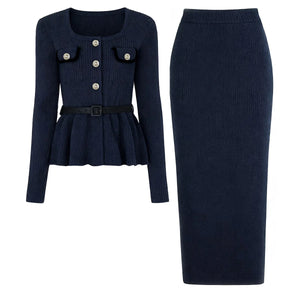 Ruffled Waist Knit Midi Dress Winteres