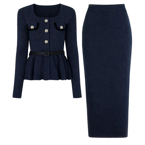 Ruffled Waist Knit Midi Dress Winteres
