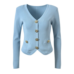 V-Neck Knit Office Cardigan Winteres