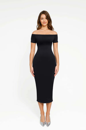 Long-Sleeve Tummy-Compression Midi Dress Winteres