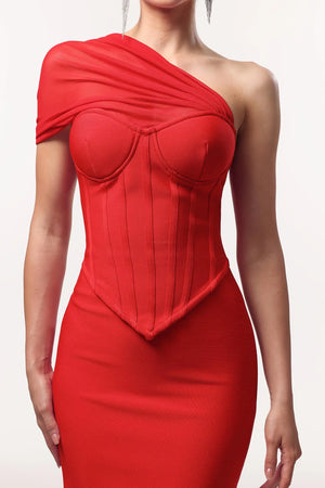 Women Chic IDorie Sexy Contour One Shoulder Corset Bandage Two Pie Ladies Bodycon Occassion Birthday Cocktail Prom Party Dresses Winteres