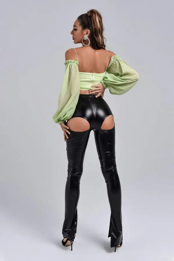 Long Sleeved Strap Crop Top Winteres