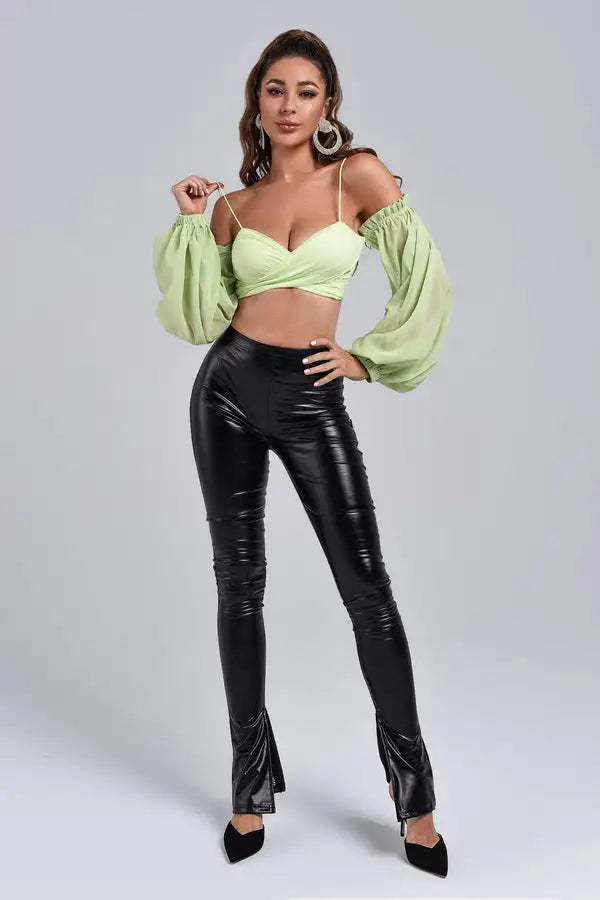 Long Sleeved Strap Crop Top Winteres