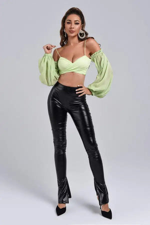 Long Sleeved Strap Crop Top Winteres