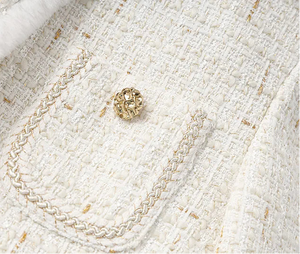 White Tweed Belted Jacket Winteres