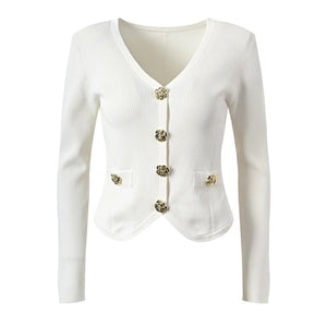 V-Neck Knit Office Cardigan Winteres