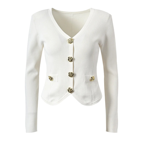 V-Neck Knit Office Cardigan Winteres