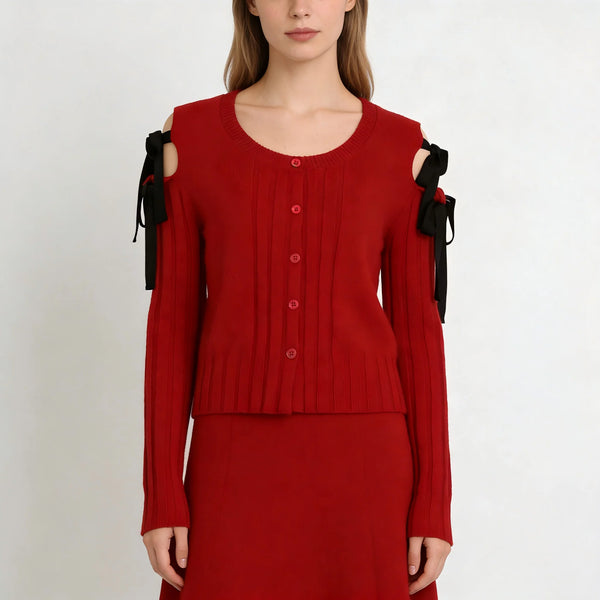 Lace-up Knitted Long Sleeve Cardigan Winteres