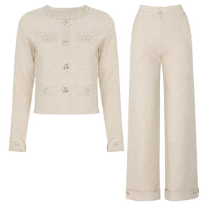 Knitted Cardigan Pants Set Winteres