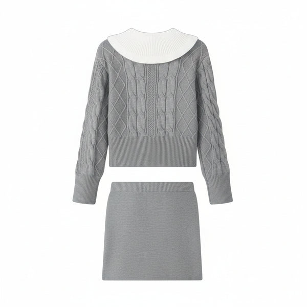Peter-Pan Knit Pullover & Skirt Set Winteres