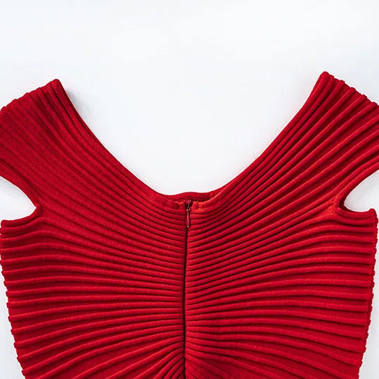 Red ribbed crop top on a white background