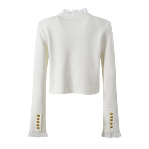 Elegant Ruffle Patchwork Cardigan Winteres