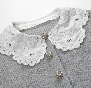 Cardigan Set White Collar Winteres