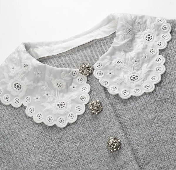 Cardigan Set White Collar Winteres