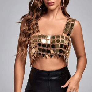 Gold Sequin Crop Top Winteres