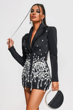 Sequin Pearl Beaded Blazer Dress Winteres