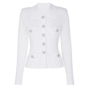 Jewel-Button Knit Cardigan Winteres